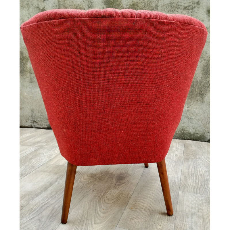 Fauteuil vintage "cocktail" rouge des années 60