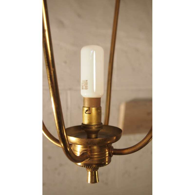 Vintage brass and glass pendant lamp, 1930s