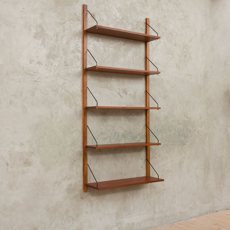 Vintage wall unit 5 shelves in teak Denmark 1960s