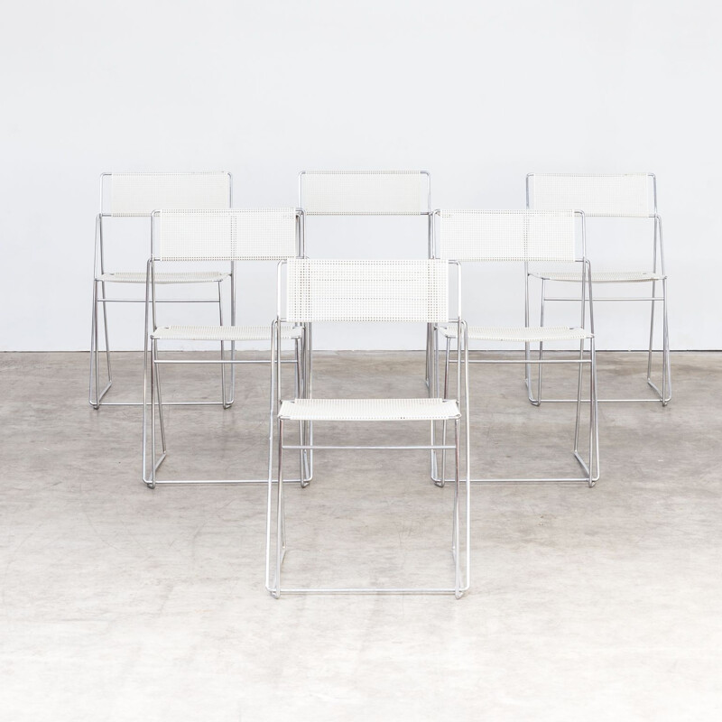 Set of 6 vintage stackable chairs Nuova by Niels Jorgen Haugesen for Hybodan 1970s