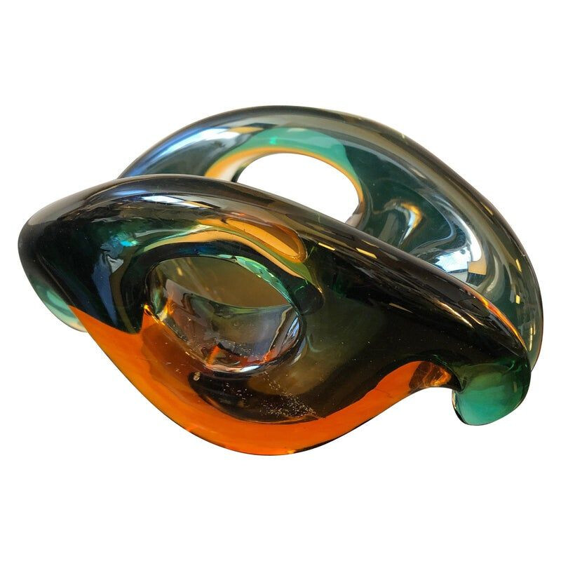 Vintage bowl in Sommerso Murano glass by Archimede Seguso 1970