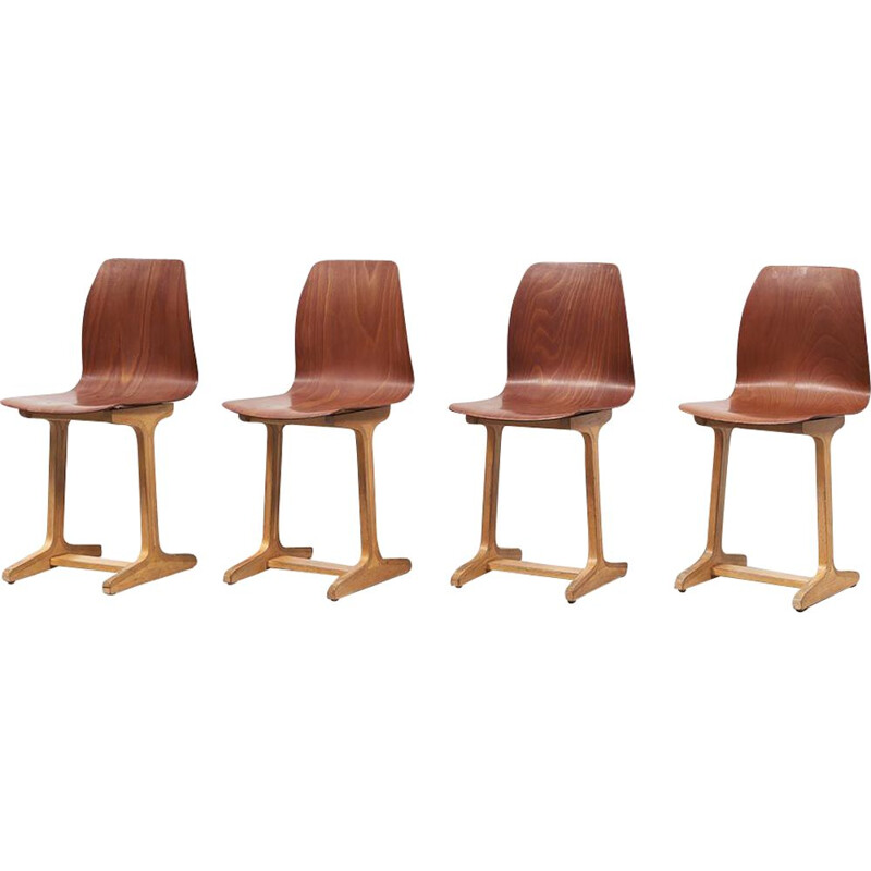 Ensemble de 4 chaises en chêne par Adam Stegner 1960