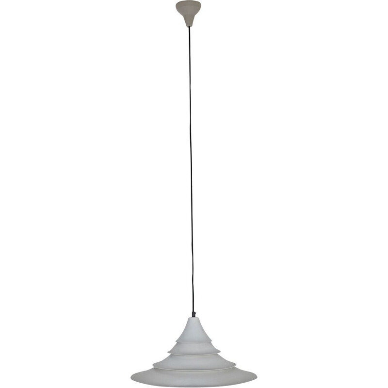 Vintage wit metalen hanglamp, Denemarken 1960