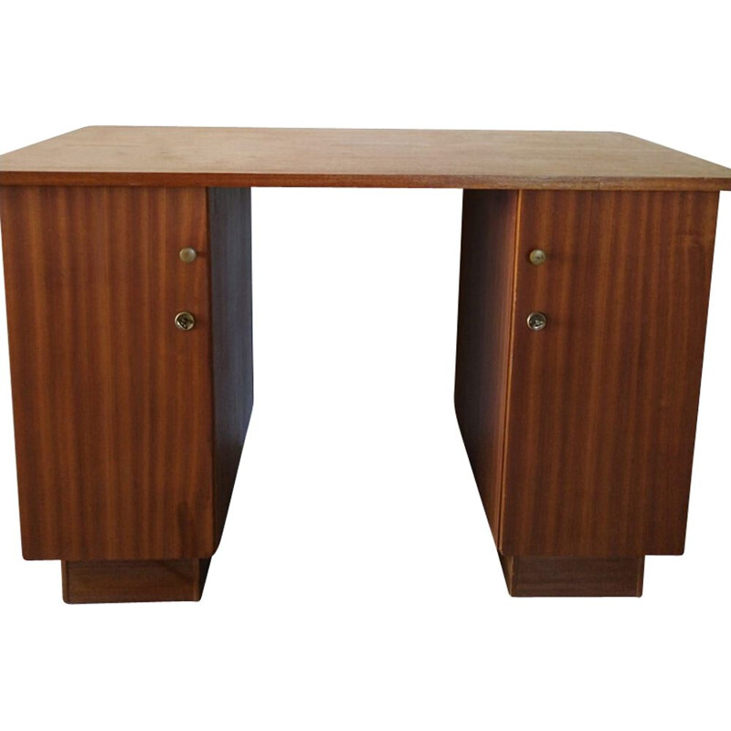 Vintage desk in dark wood 1960