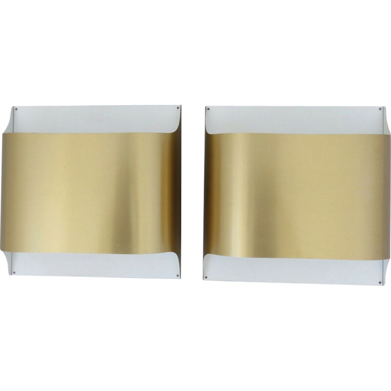 Pair of vintage wall lamps in brass Staff by Dieter Witte & Rolf Kruger 1970s