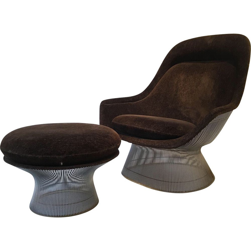 Vintage armchair and ottoman by Warren Platner Knoll Edition 1960