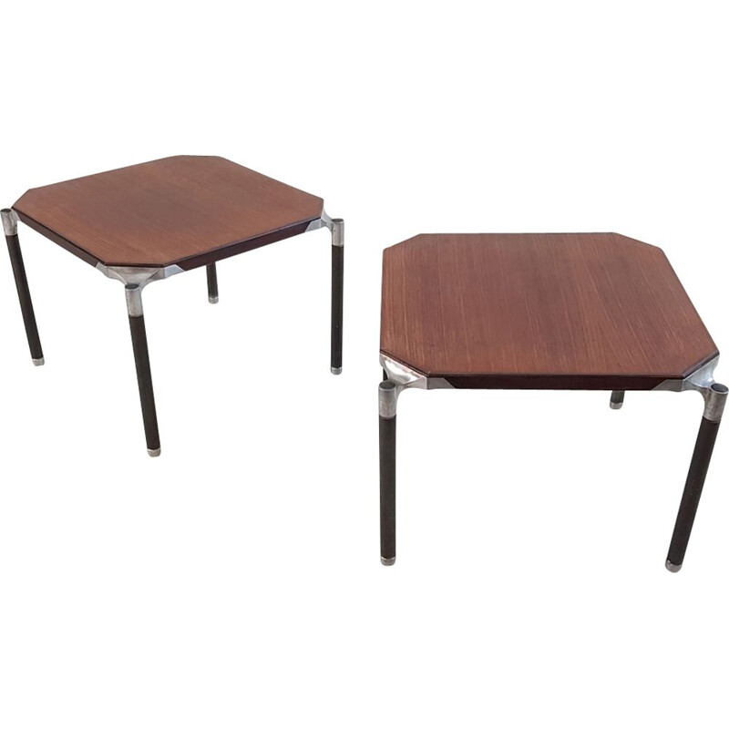 Vintage side tables Mim Roma in mahogany circa 1950