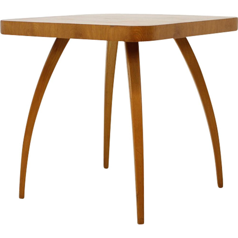 Vintage coffee table Spider in oak by J. Halabala 1950s