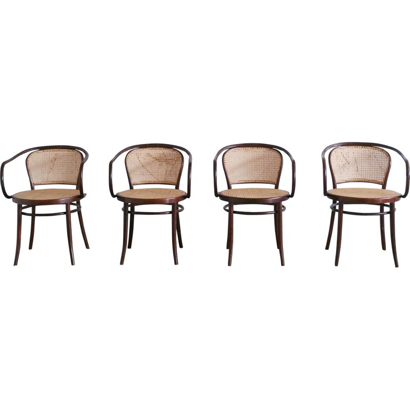 Set of 4 vintage No. 210 bentwood chair from Ligna