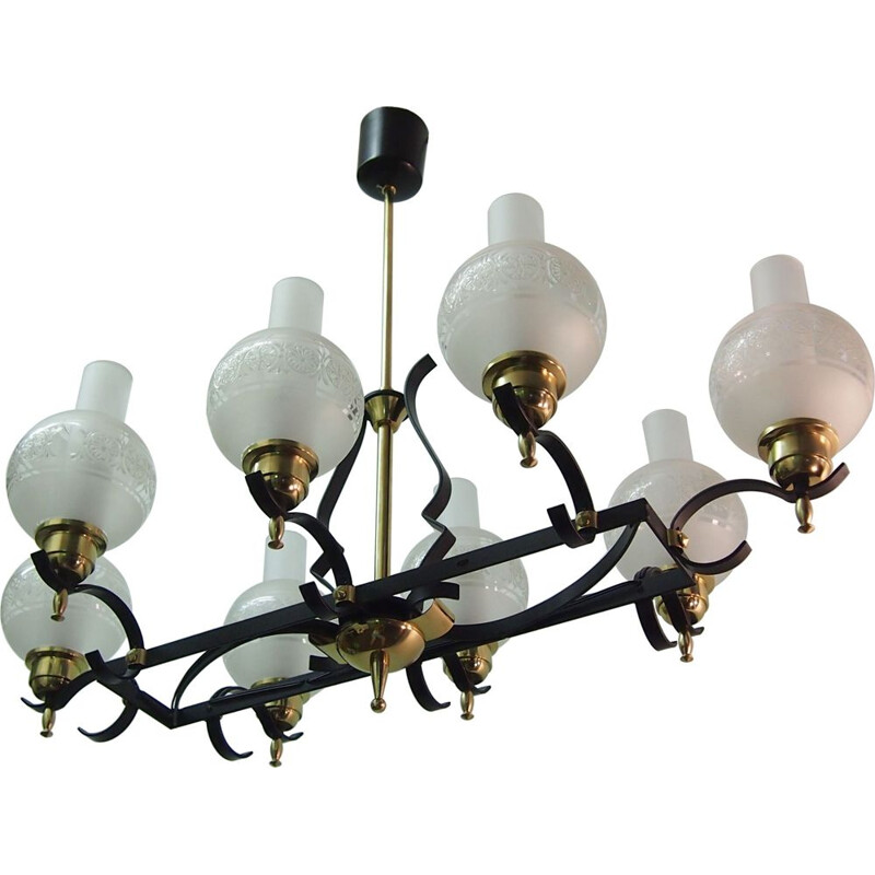 Vintage iron chandelier Jules LELEU