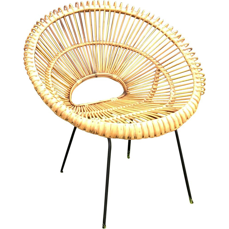 Vintage armchair in rattan Dutch 1960s