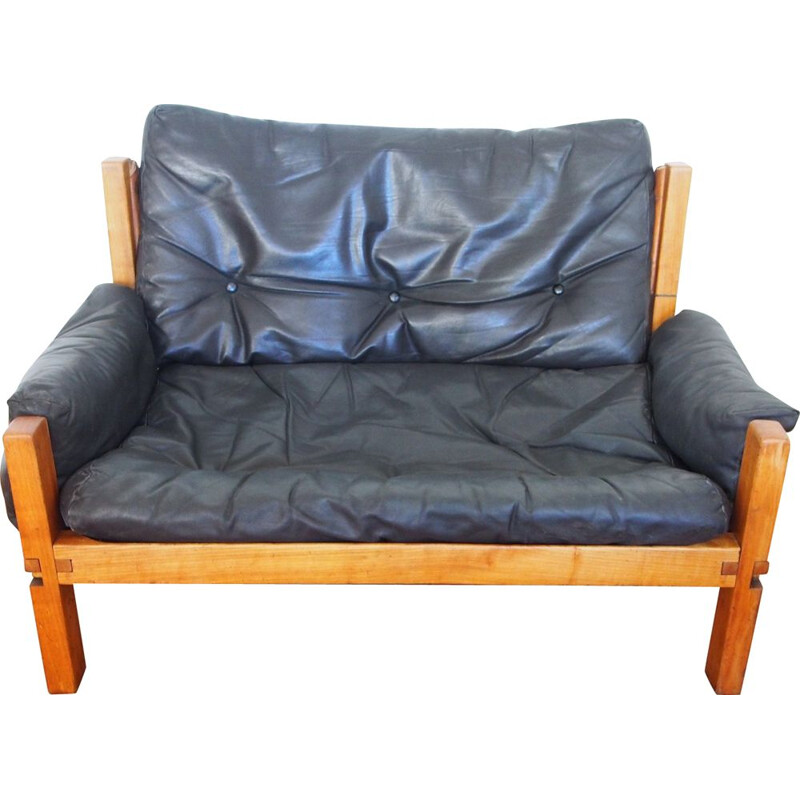 Vintage 2-seater sofa S15 by Pierre Chapo 1960s