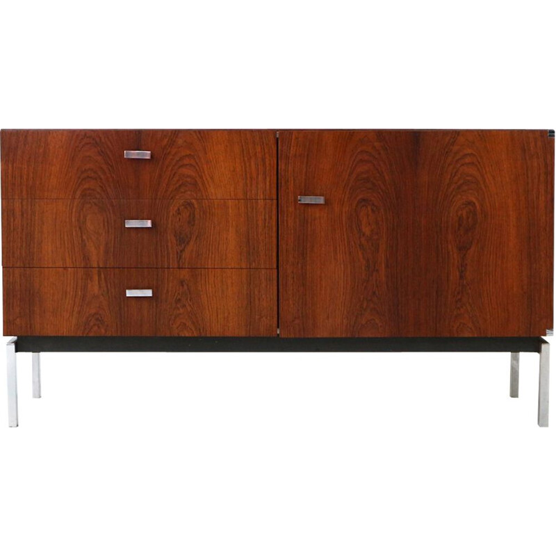 Vintage german sideboard in rosewood and metal 1970