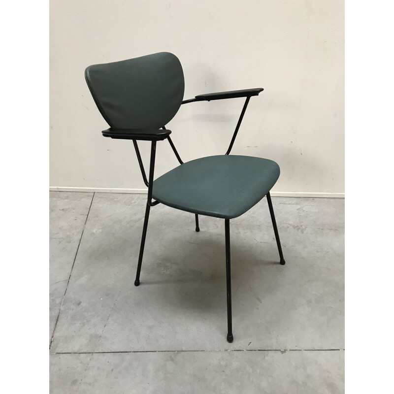 Set of 4 vintage chairs for Kembo in green leatherette and bakelite 1950