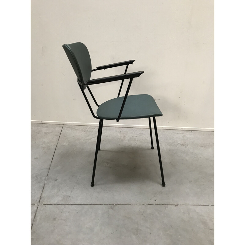 Suite de 4 chaises vintage pour Kembo en skaï vert et bakélite 1950
