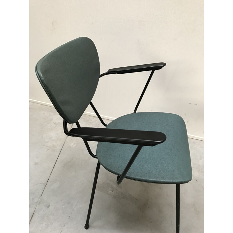 Set of 4 vintage chairs for Kembo in green leatherette and bakelite 1950