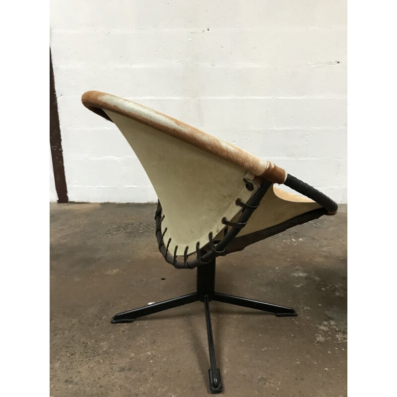 Paire de fauteuils vintage Balloon de Lusch&Co en peau 1960