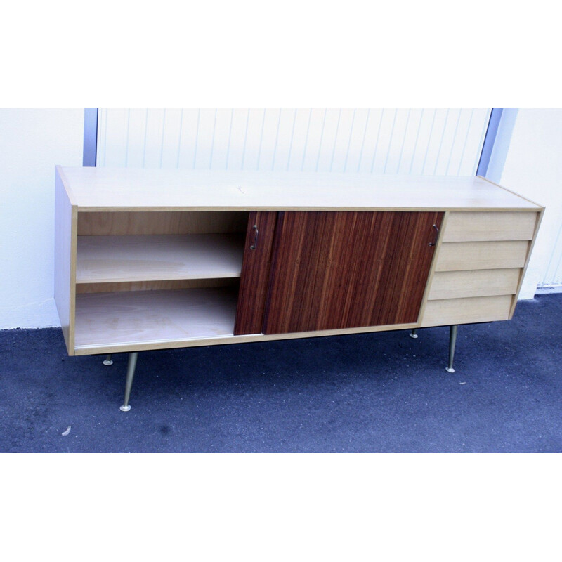 Sideboard with vintage rosewood doors and brass legs, 1950