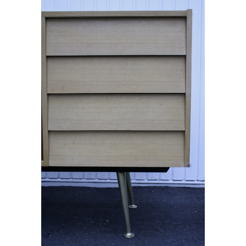 Credenza con ante in palissandro vintage e gambe in ottone, 1950