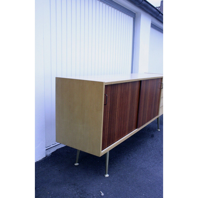 Sideboard with vintage rosewood doors and brass legs, 1950