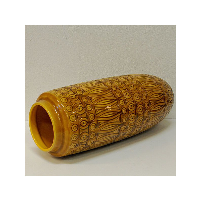 Vintage Inka Vase by Scheurich Keramik in yellow ceramics 1960