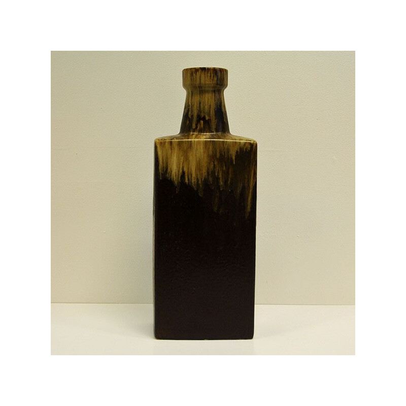 Vintage vase for Scheurich in brown lava ceramic 1970