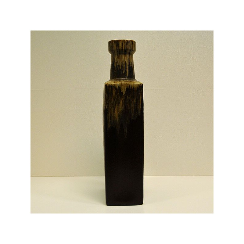 Vintage vase for Scheurich in brown lava ceramic 1970