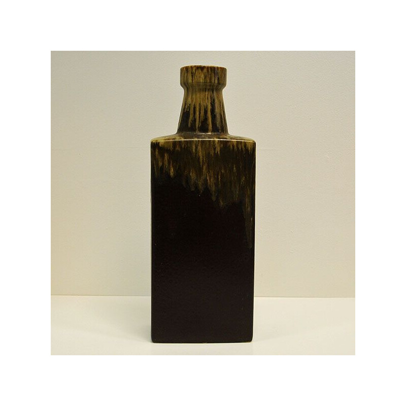 Vintage vase for Scheurich in brown lava ceramic 1970