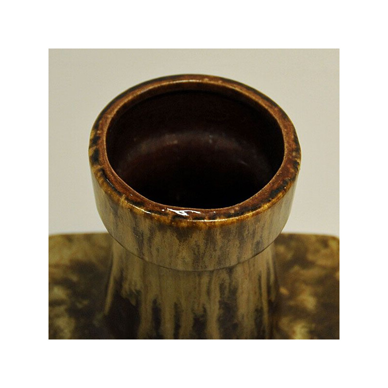 Vintage vase for Scheurich in brown lava ceramic 1970