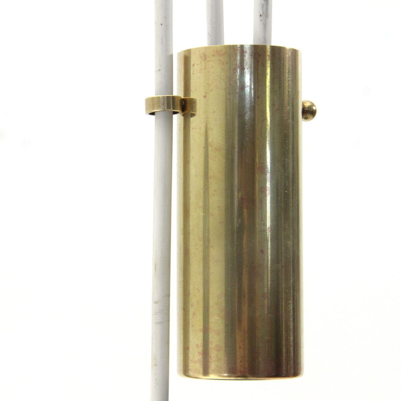 Suspension vintage italienne verte en laiton et aluminium 1950