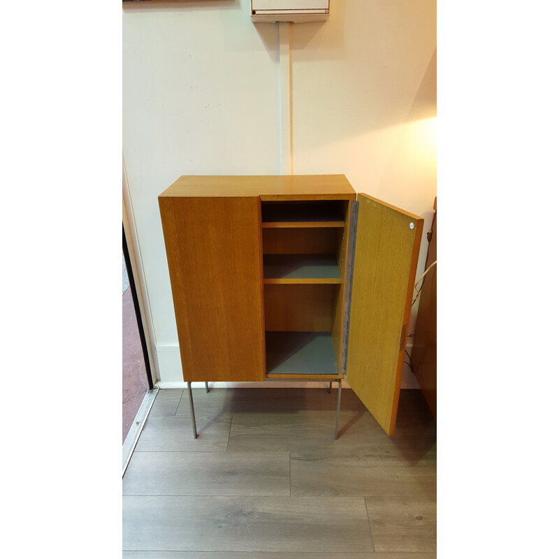 Vintage cabinet in steel and oakwood veener - 1970s