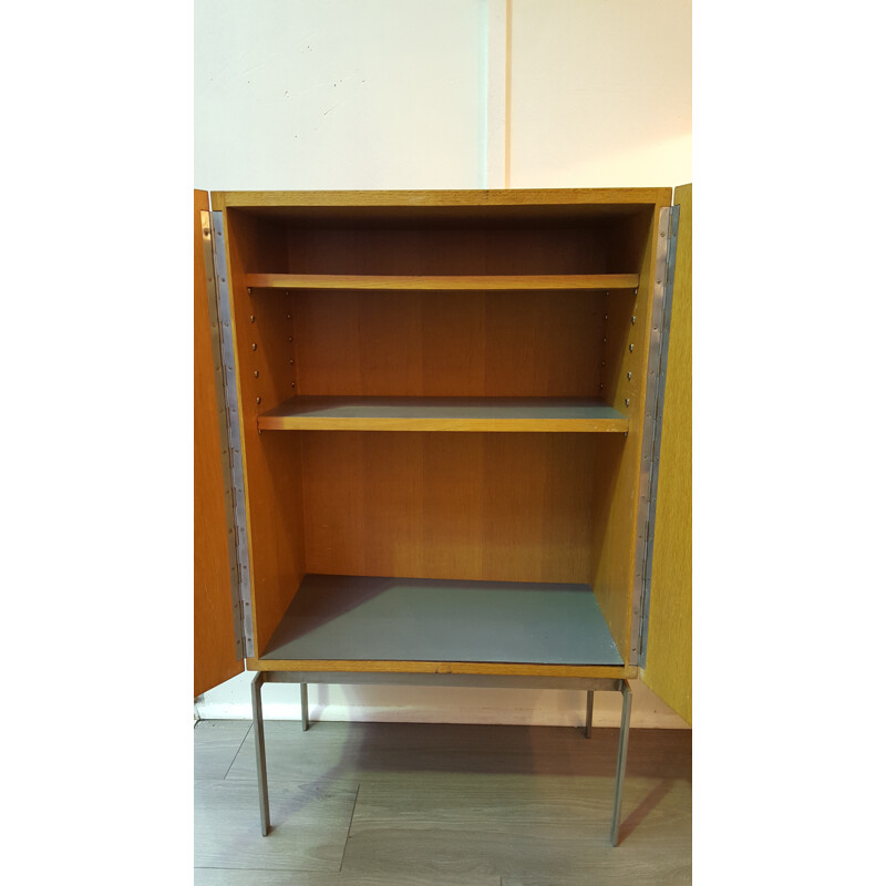 Vintage cabinet in steel and oakwood veener - 1970s