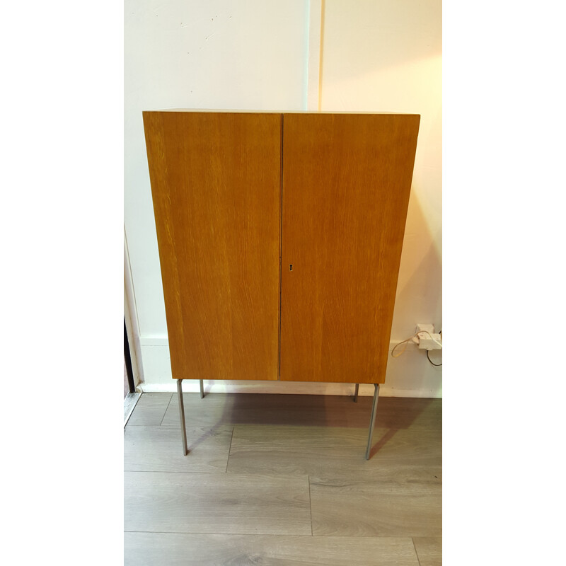 Vintage cabinet in steel and oakwood veener - 1970s