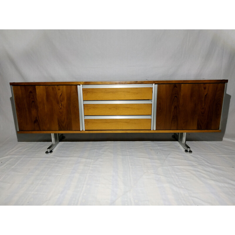 Vintage sideboard for EFA in rosewood and aluminium 1970