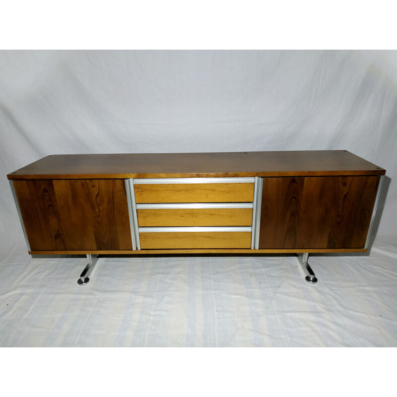 Vintage sideboard for EFA in rosewood and aluminium 1970