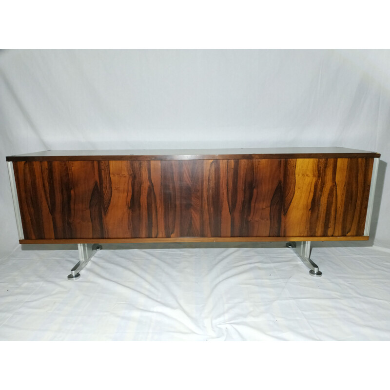 Vintage sideboard for EFA in rosewood and aluminium 1970