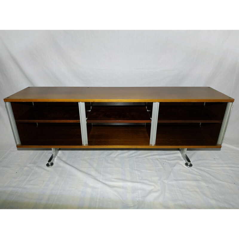 Vintage low highboard for EFA in rosewood and aluminium 1970