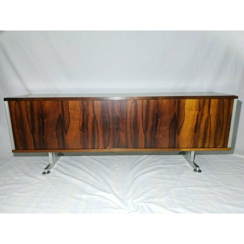 Vintage low highboard for EFA in rosewood and aluminium 1970
