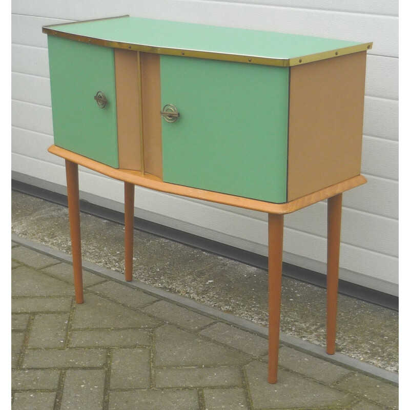 Small 2 doors cabinet in wood and vynil- 1960s
