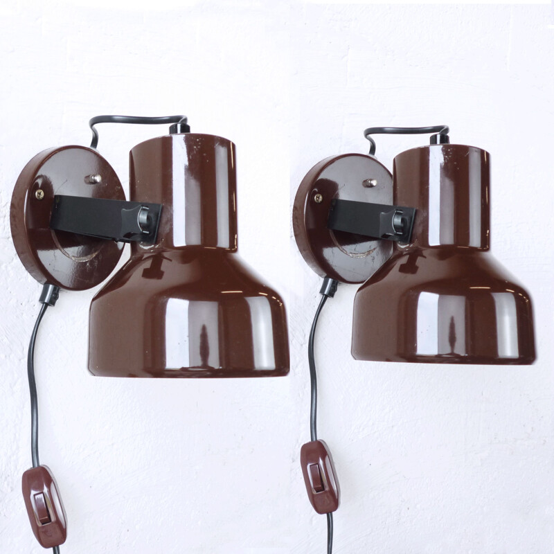 Pair of vintage scandinavian sconces for Swedese in plastic and metal 1960