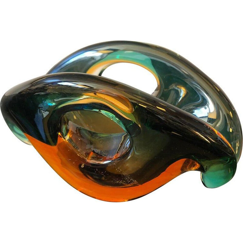 Vintage bowl in Sommerso Murano glass by Archimede Seguso 1970