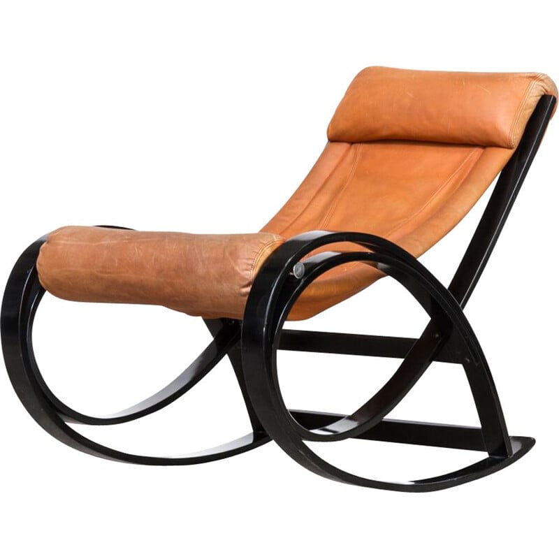 Vintage rocking chair Sgarsul by Gae Aulenti for Poltronova 1960s