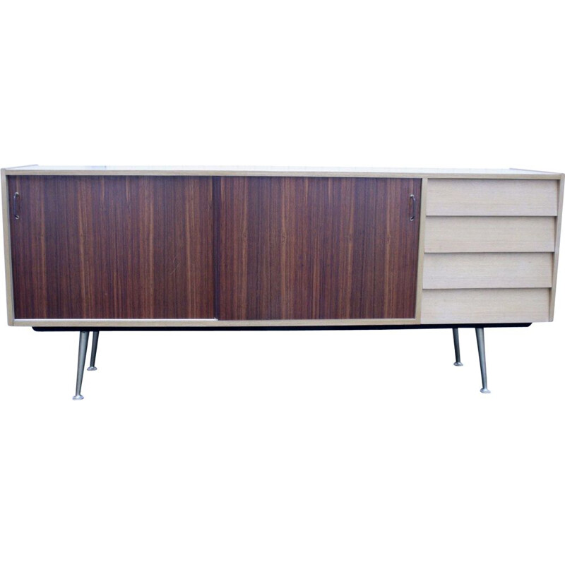 Sideboard with vintage rosewood doors and brass legs, 1950