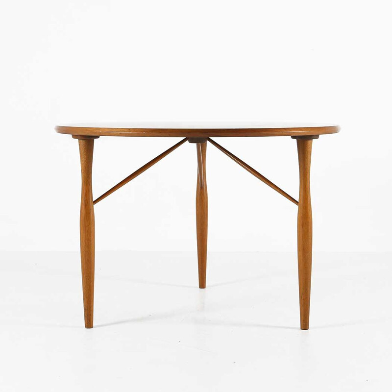 Mesa de centro redonda escandinava de madera, 1960