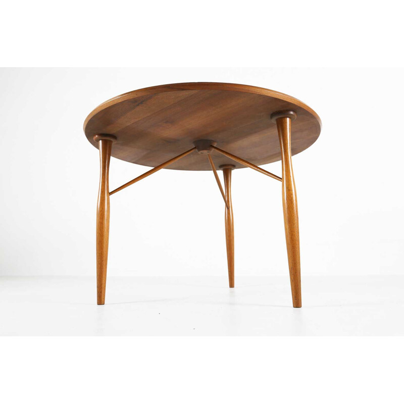 Scandinavian round wooden coffee table, 1960