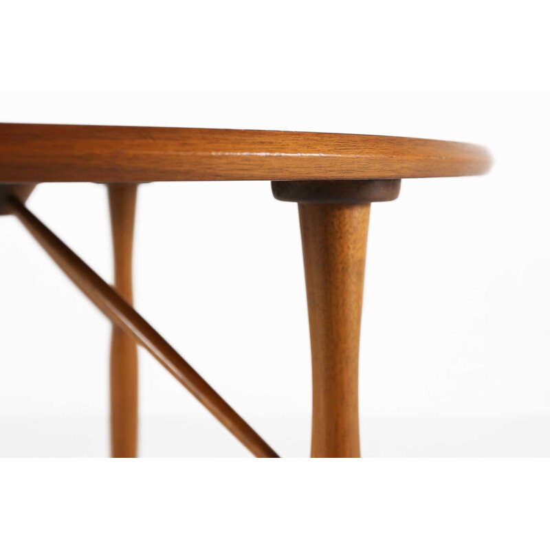 Mesa de centro redonda escandinava de madera, 1960