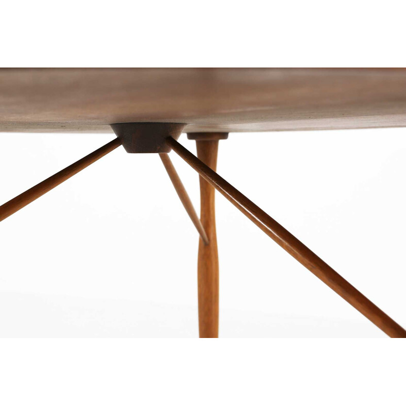 Tavolino rotondo scandinavo in legno, 1960