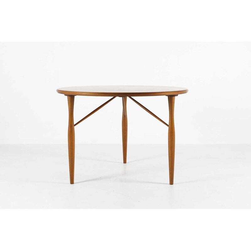 Mesa de centro redonda escandinava de madera, 1960