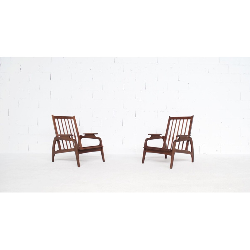 Pair of vintage armchairs in rosewood Scandinavian 60s