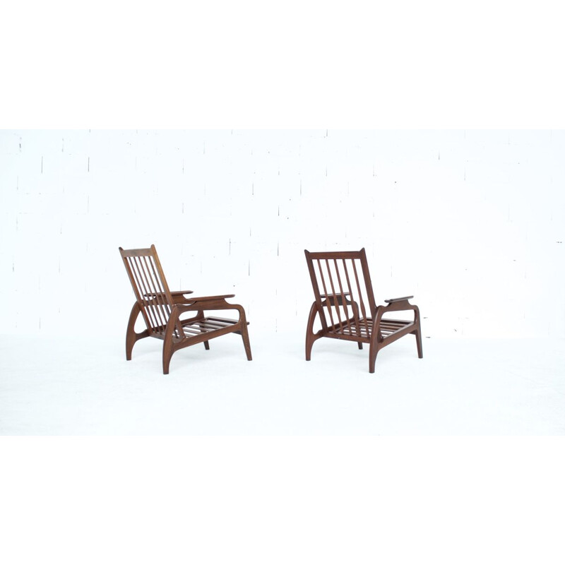 Pair of vintage armchairs in rosewood Scandinavian 60s